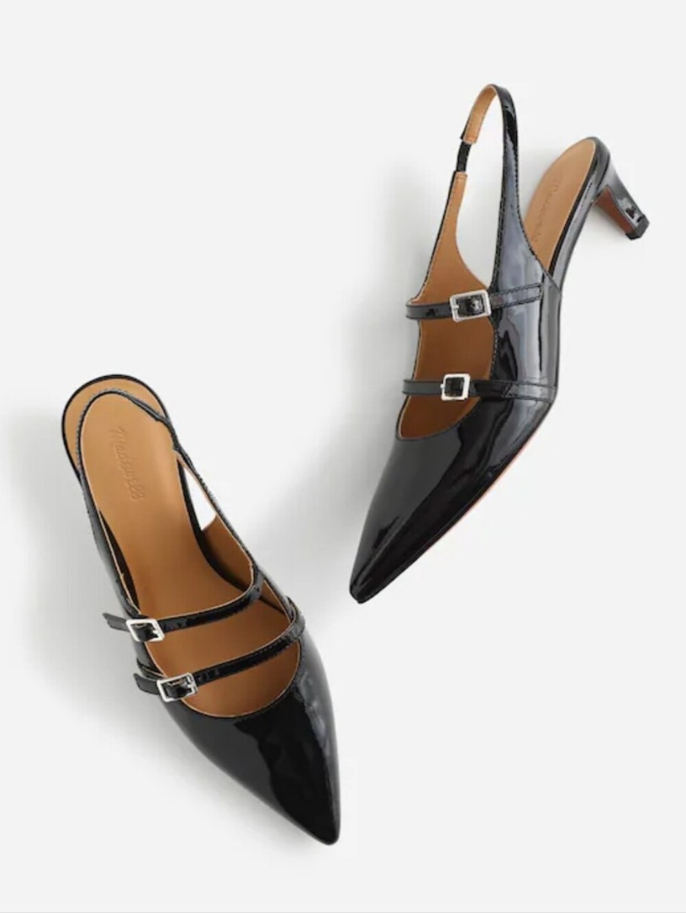 Madewell Davina Slingback Pump In Black Patent Leather Size 8.5